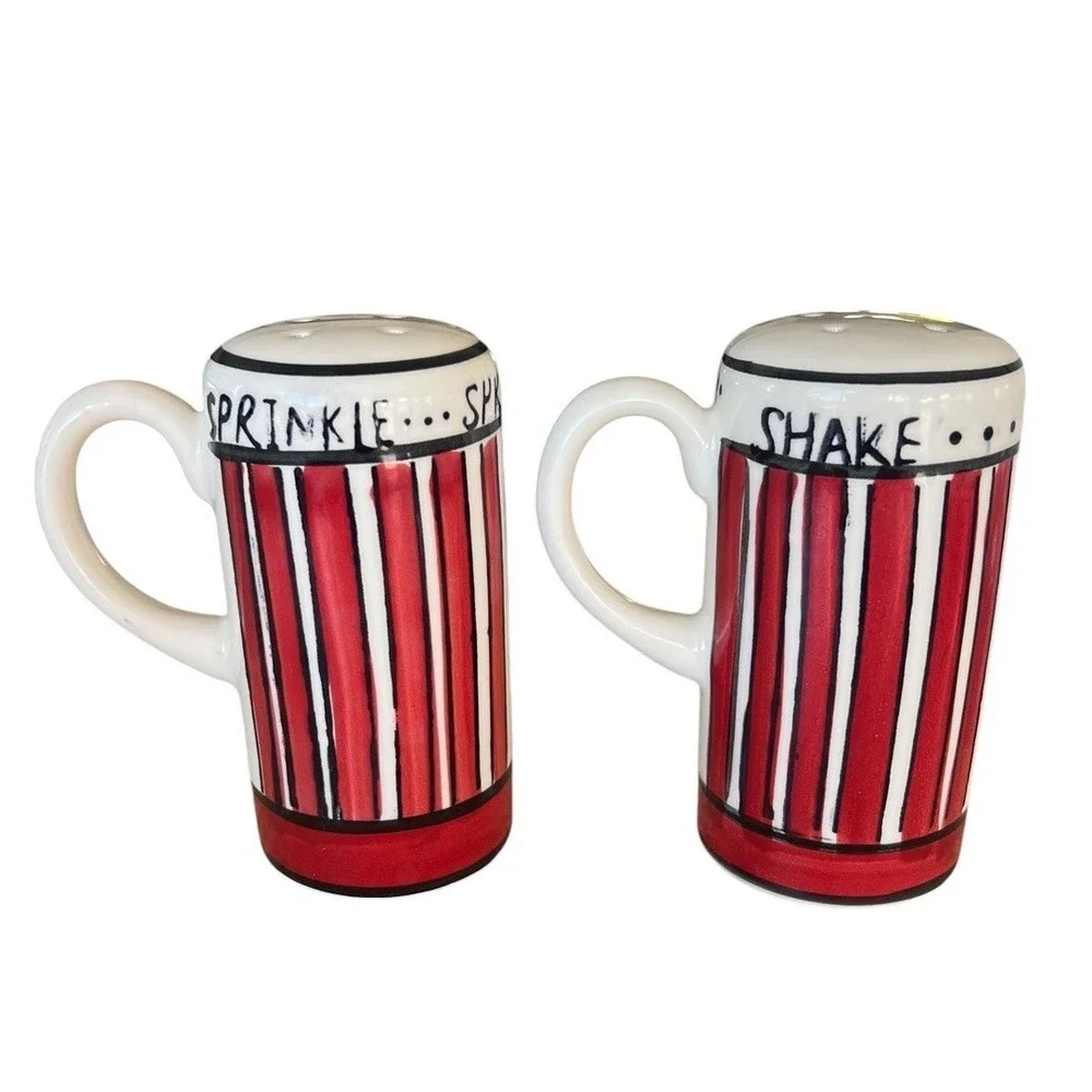 Popcorn Seasoning Salt And Pepper Shakers, Ceramic,‎ 4 Inches Tall, Gently Used